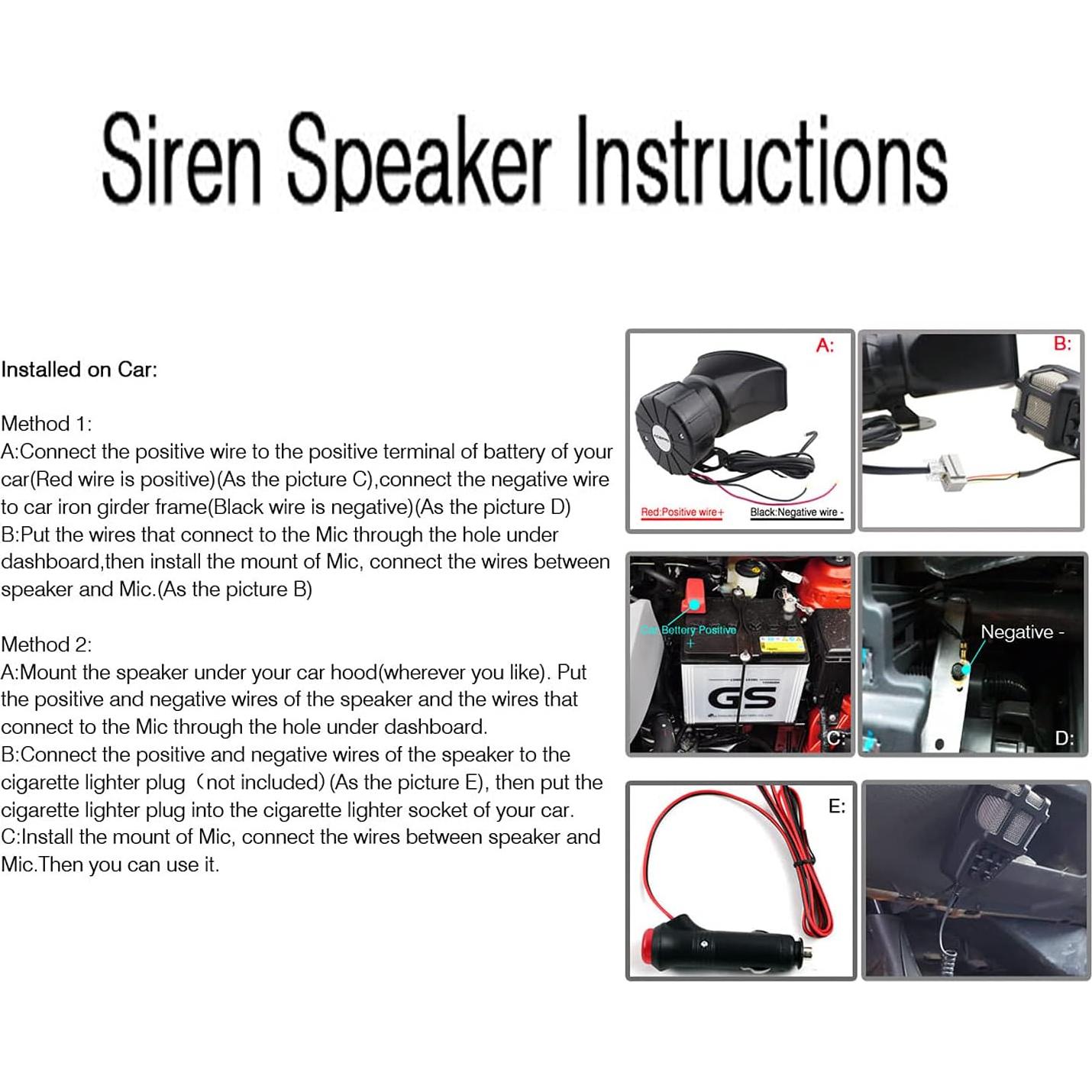 Sirena de Coche JDMSPEED 100W 7 Tonos 12V Micrófono PA