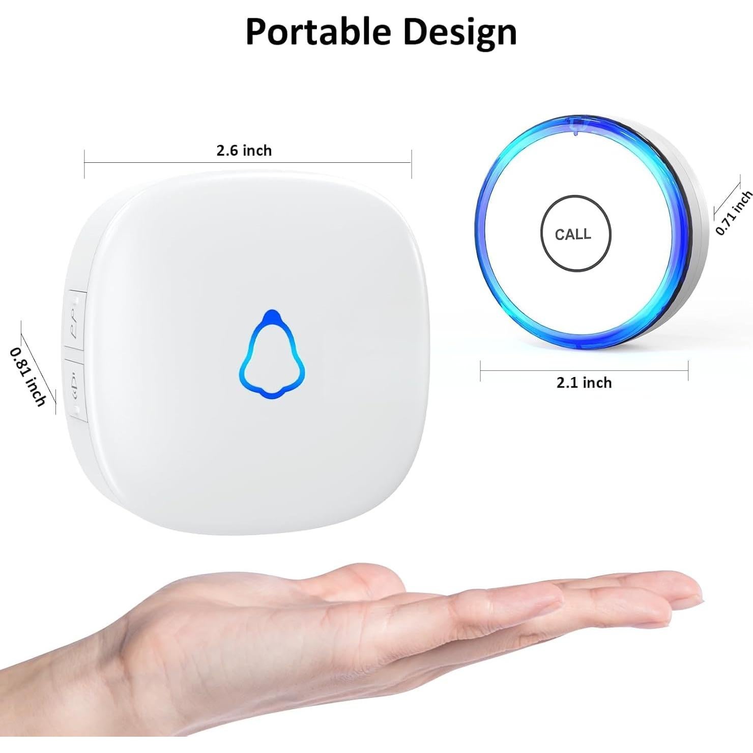 Botón de Alarma Inalámbrico Genérico para Cuidador - 2 Receptores