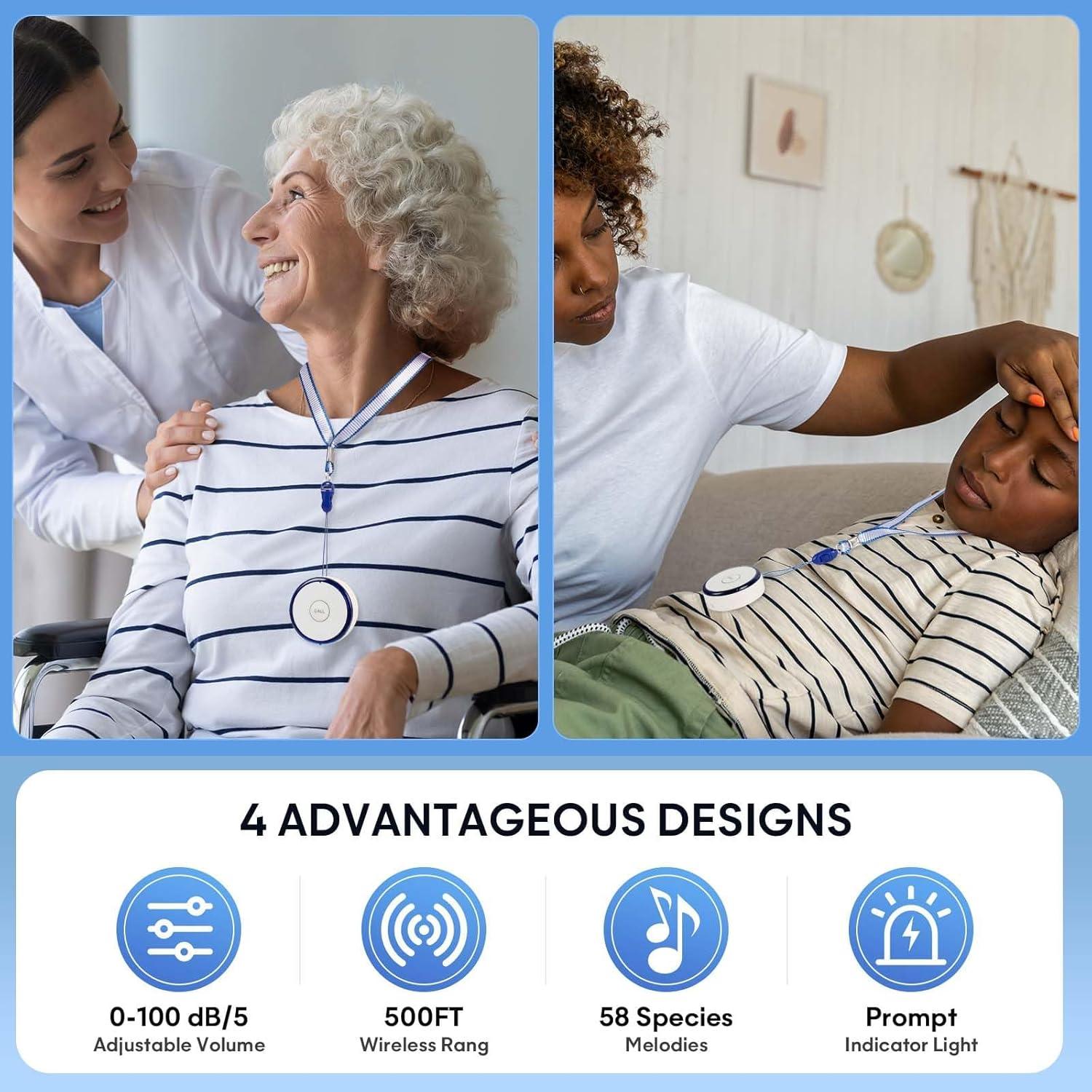 Botón de Alarma Inalámbrico Genérico para Cuidador - 2 Receptores