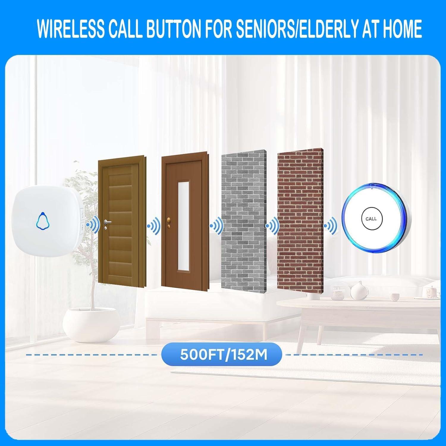 Botón de Alarma Inalámbrico Genérico para Cuidador - 2 Receptores