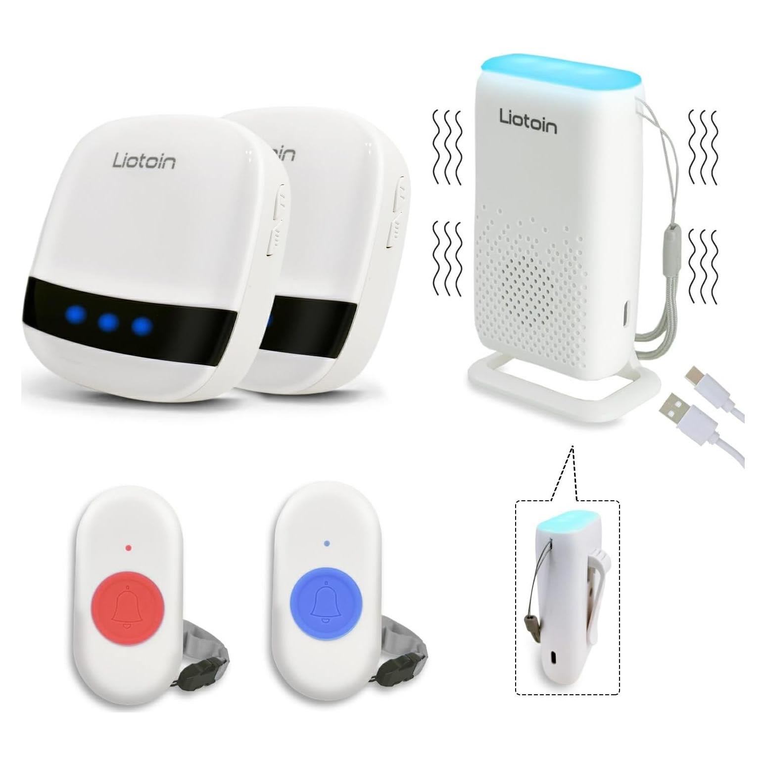 Sistema de Alerta Inalámbrico Liotoin para Cuidadores 2 Botones