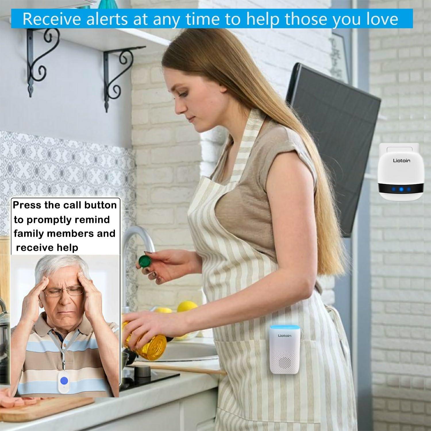 Sistema de Alerta Inalámbrico Liotoin para Cuidadores 2 Botones