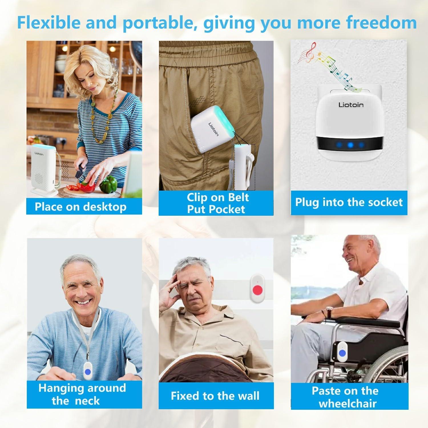 Sistema de Alerta Inalámbrico Liotoin para Cuidadores 2 Botones