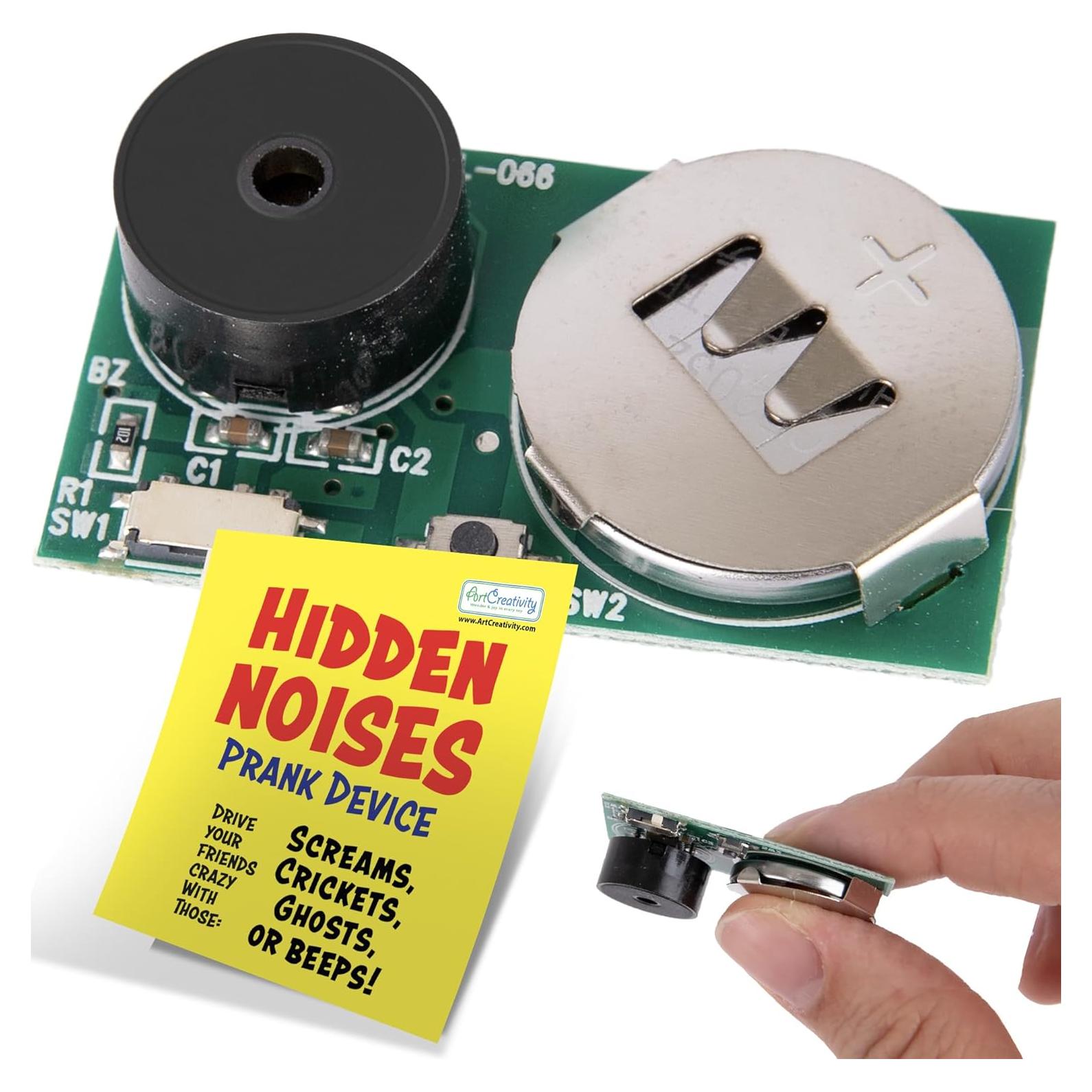 ArtCreativity 4-in-1 Cricket Noise Maker Prank, Long-Lasting Hidden Sound Prank with Cricket, Beeping, Scream, and Singing Ghost Noises - Compact Annoying Noise Maker with Unique Speed-Up Feature