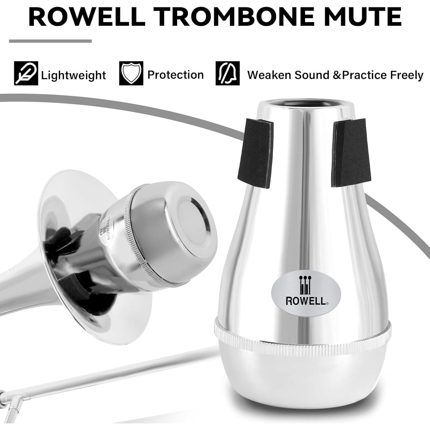 Silenciador de Trombón ROWELL TMBN - ABS Plateado Ligero