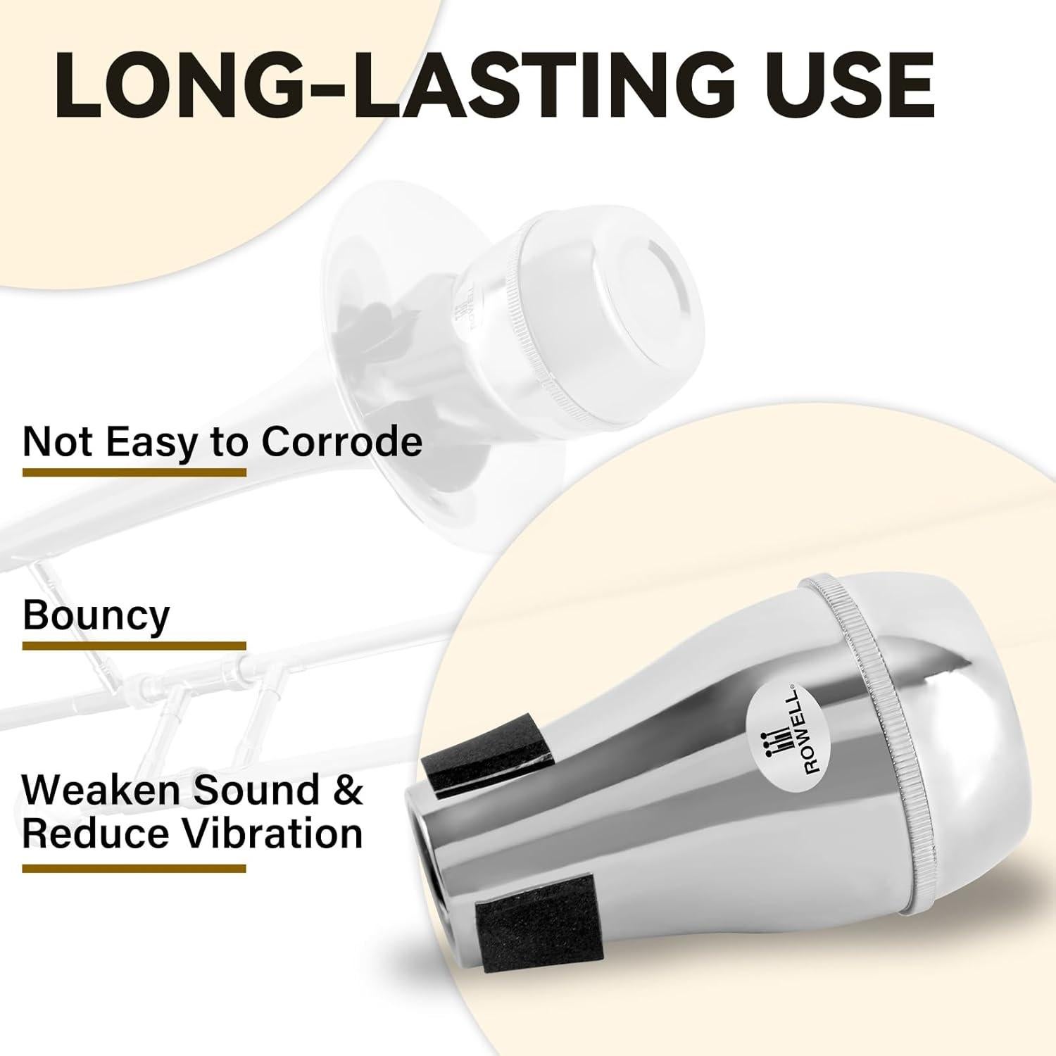 Silenciador de Trombón ROWELL TMBN - ABS Plateado Ligero