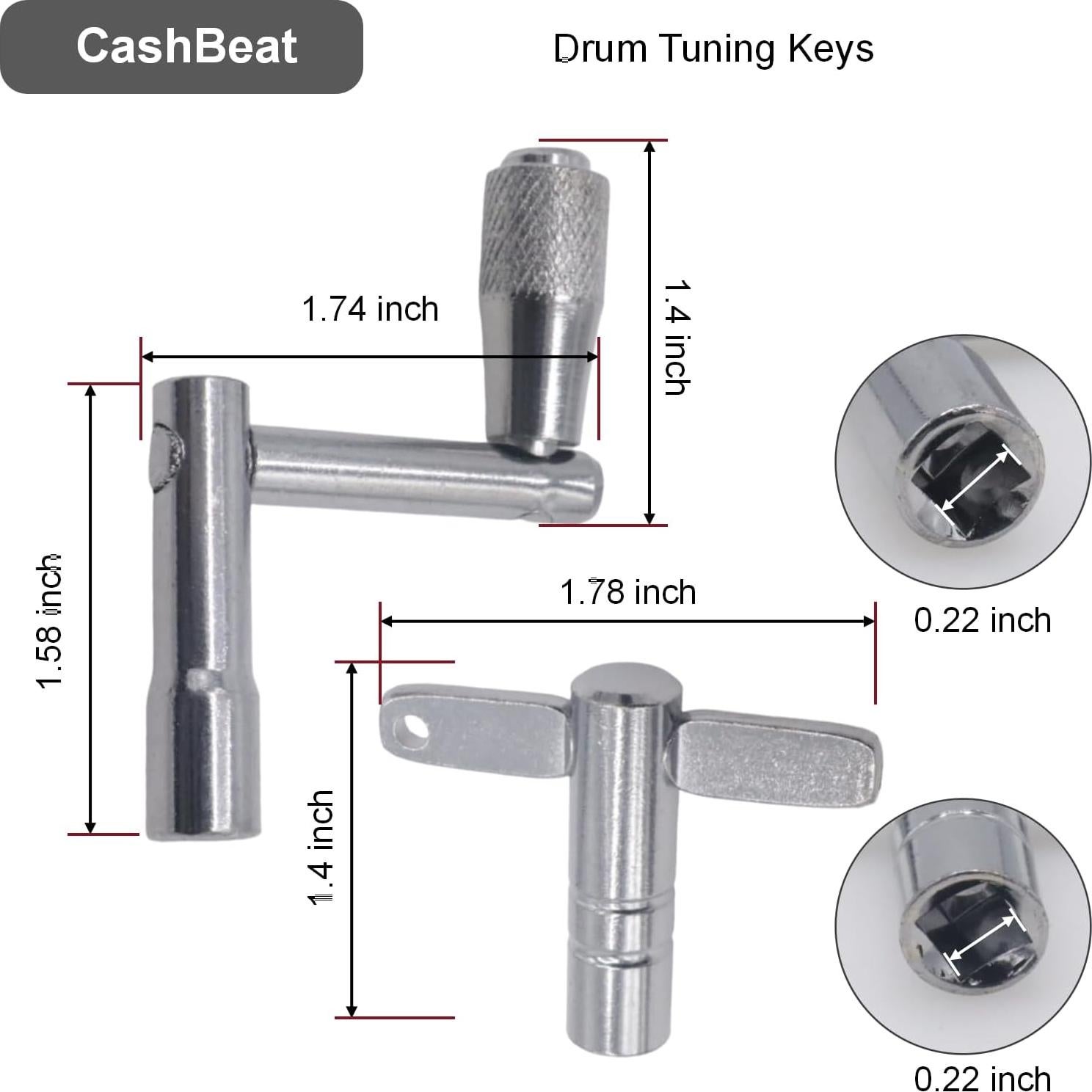 Llaves de Afinación de Tambor CashBeat 4 Piezas Acero Cromado