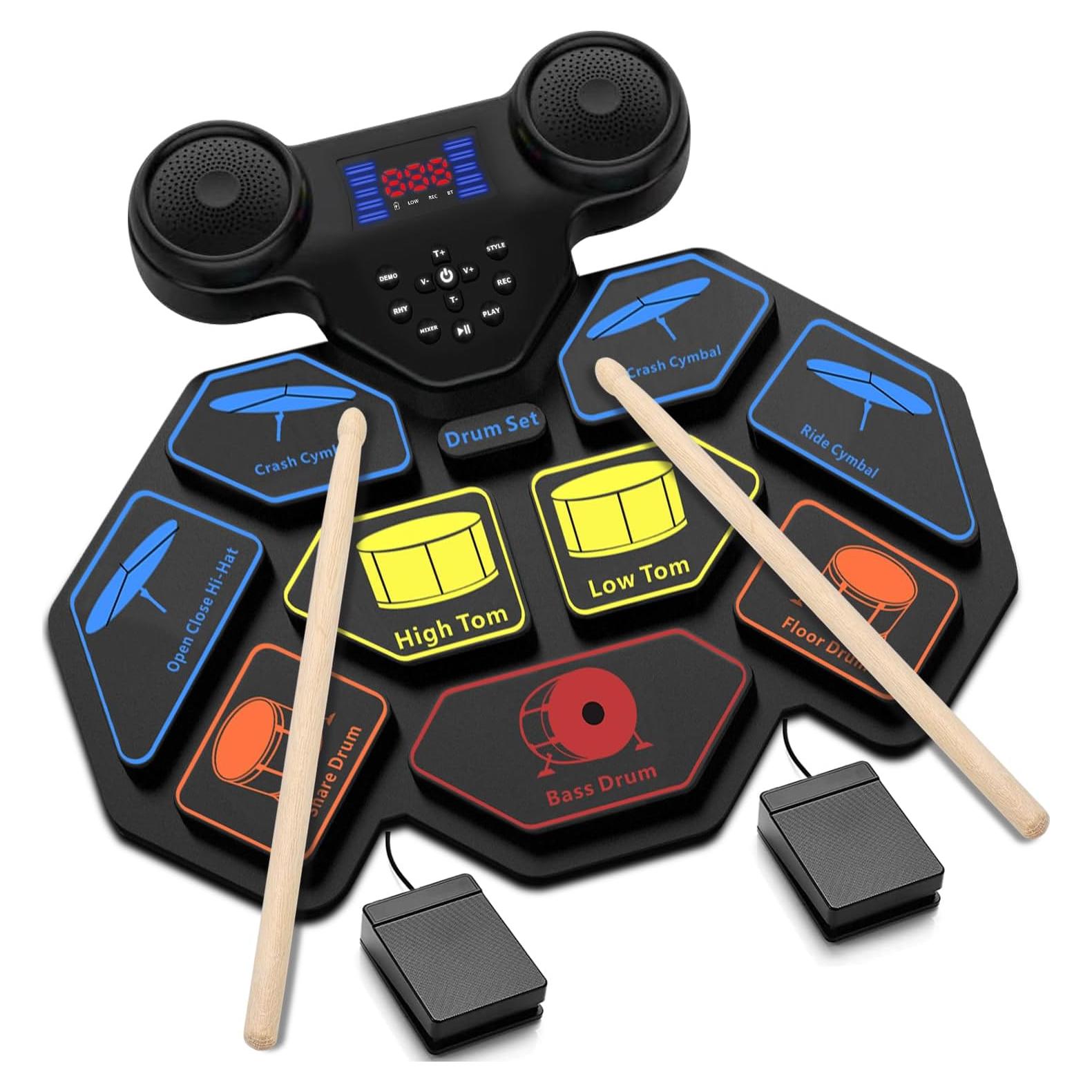 Juego de Batería Electrónica YUOIOYU Plegable 9 Pads MIDI