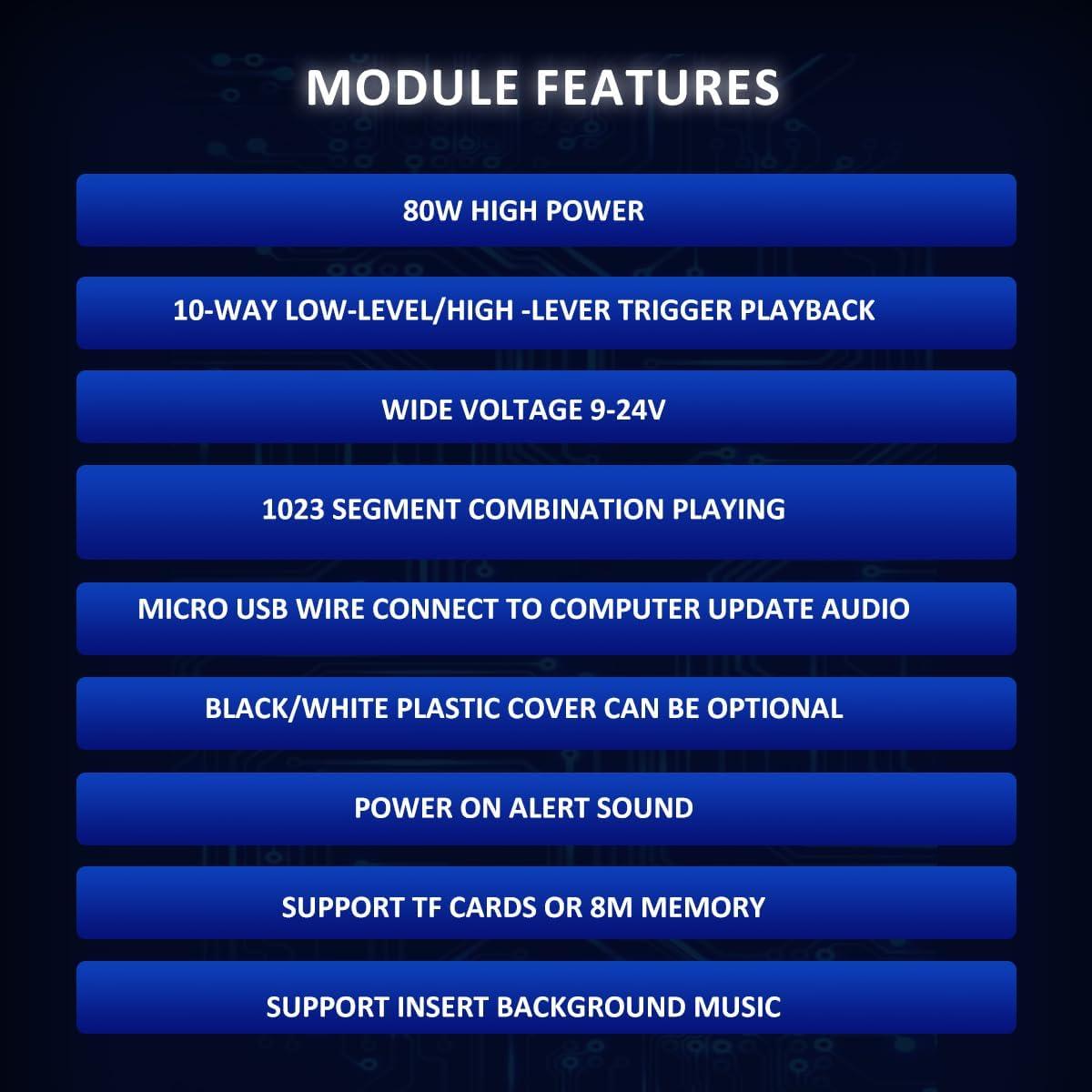 Módulo de Reproducción de Voz 80W JRGKJCP CH358D USB