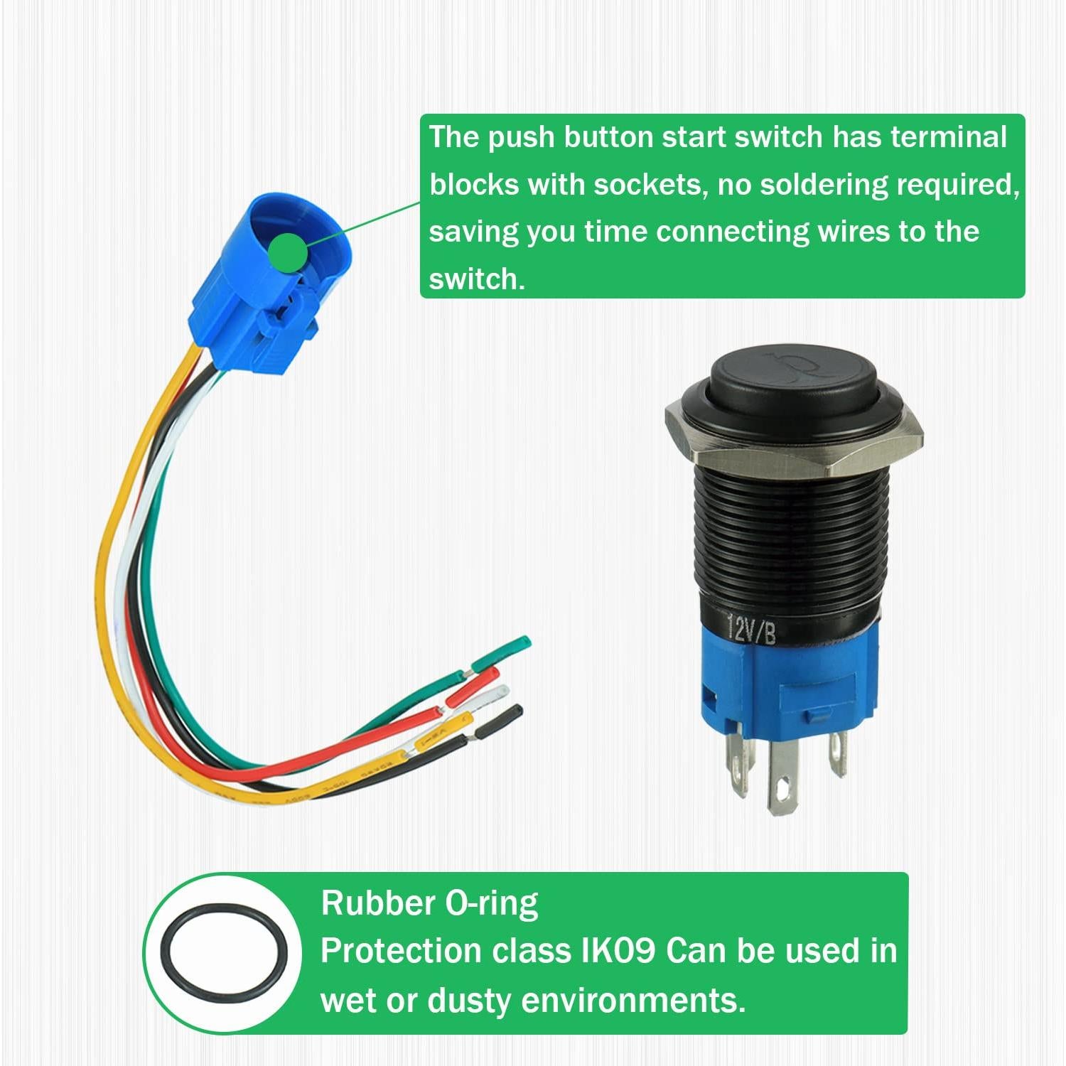 Interruptor de Botón Momentáneo 16MM EPLZON Verde 12V