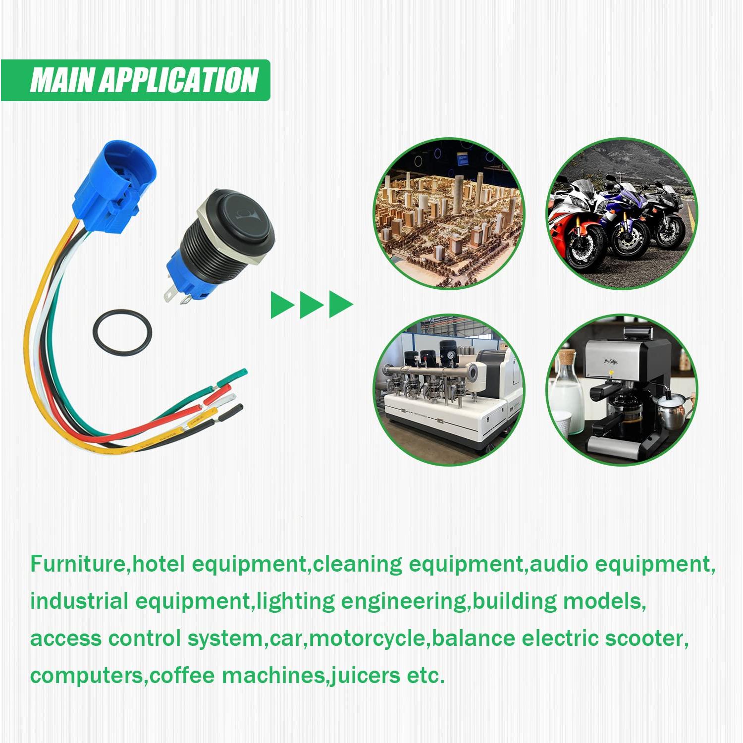 Interruptor de Botón Momentáneo 16MM EPLZON Verde 12V