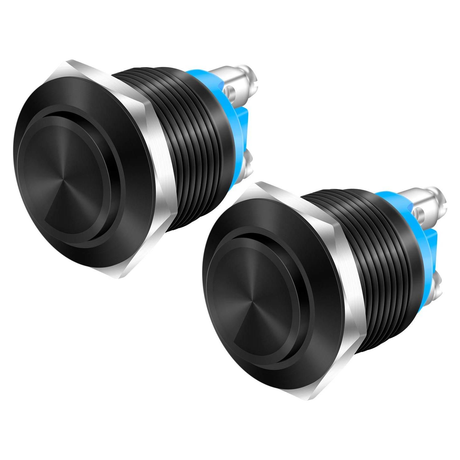 Interruptor de Botón Momentáneo 12V DaierTek Negro IP65 - 2pcs