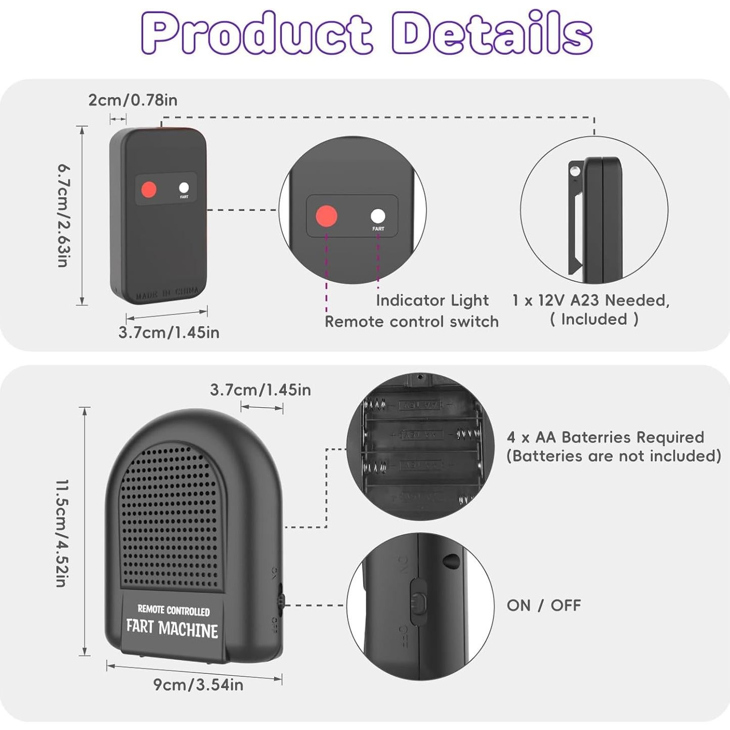 Máquina de Pedos Control Remoto Biottro - Juguete de Broma