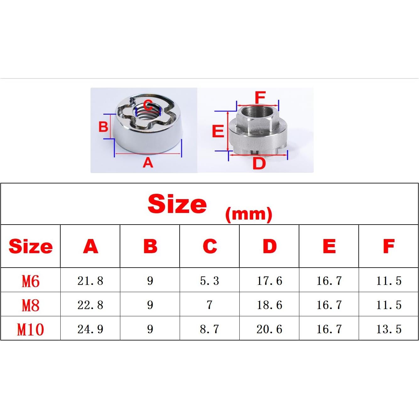 Tuerca de Seguridad Anti-Robo M6 VOSANTU Acero Inoxidable