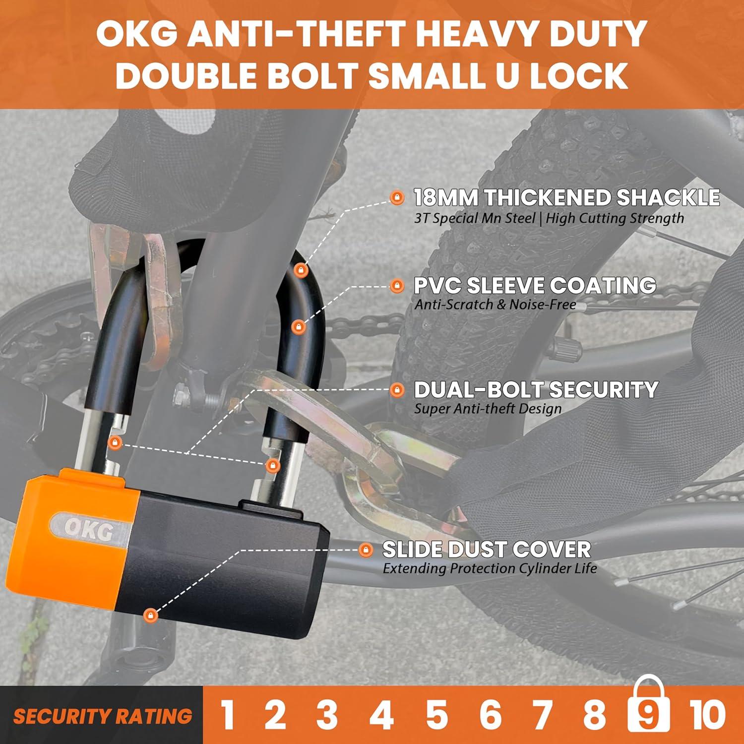 Candado U Pequeño OKG Alta Resistencia 18mm Antirrobo