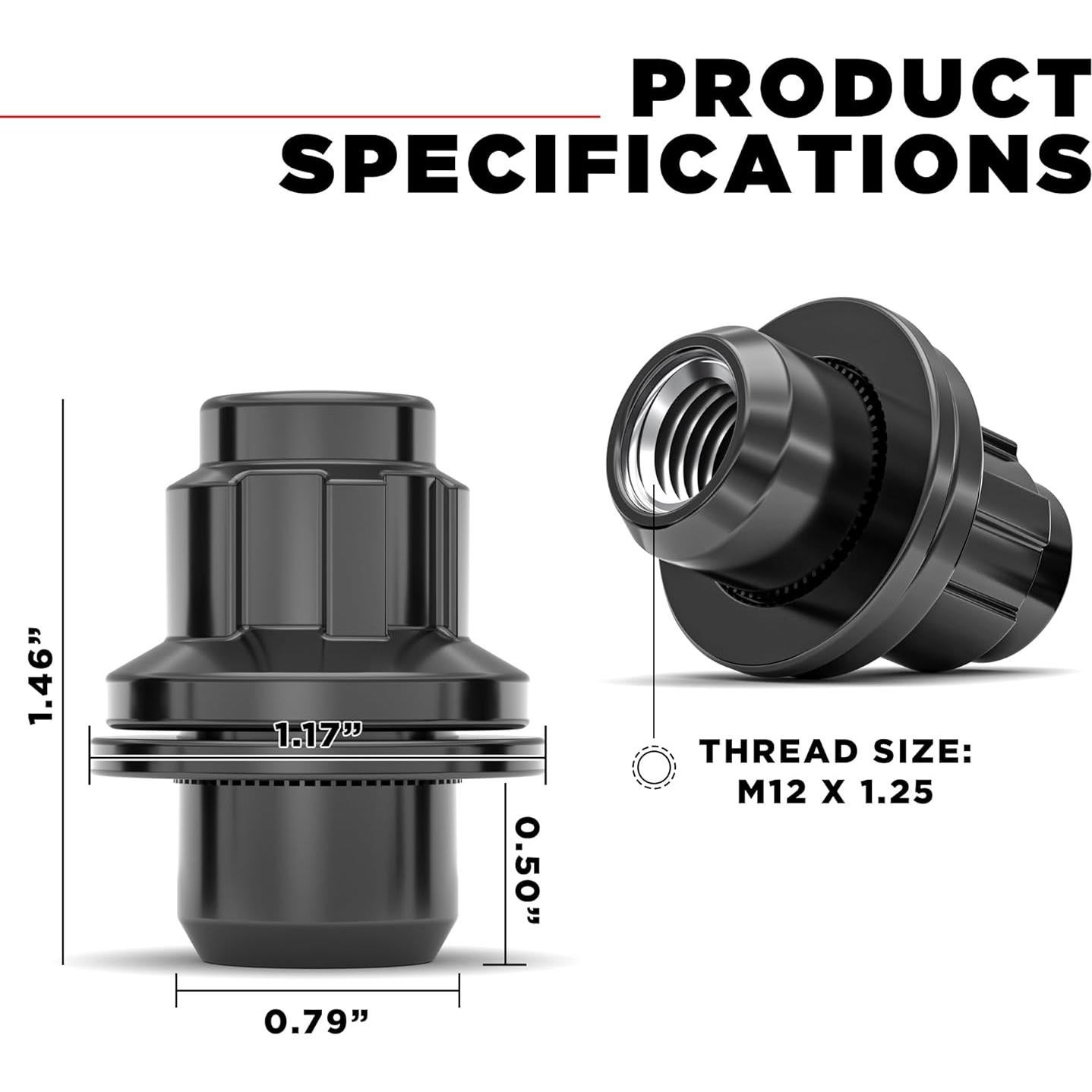 Bloqueos de Rueda White Knight M12x1.25 Cromo Negro - Paquete de 4