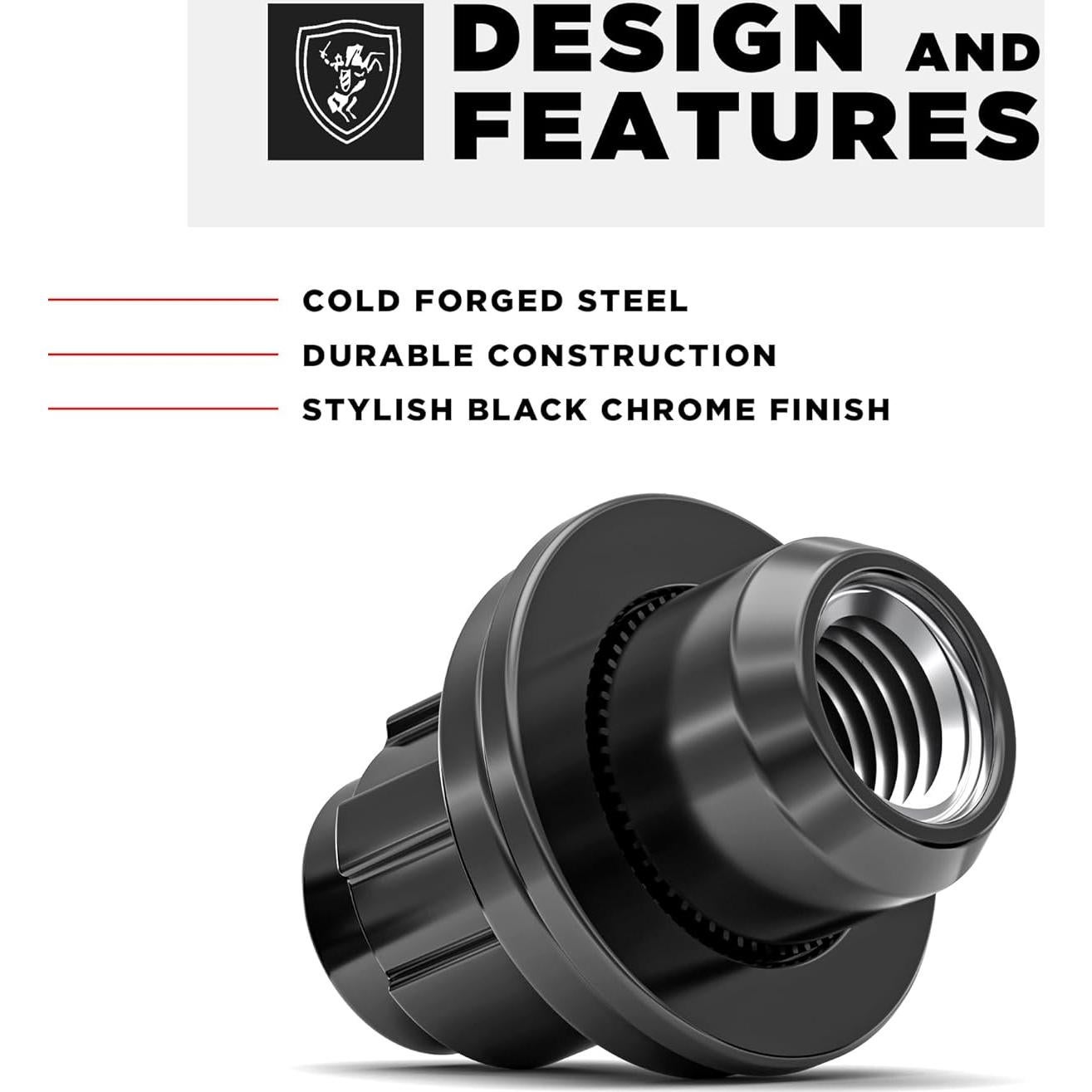 Bloqueos de Rueda White Knight M12x1.25 Cromo Negro - Paquete de 4