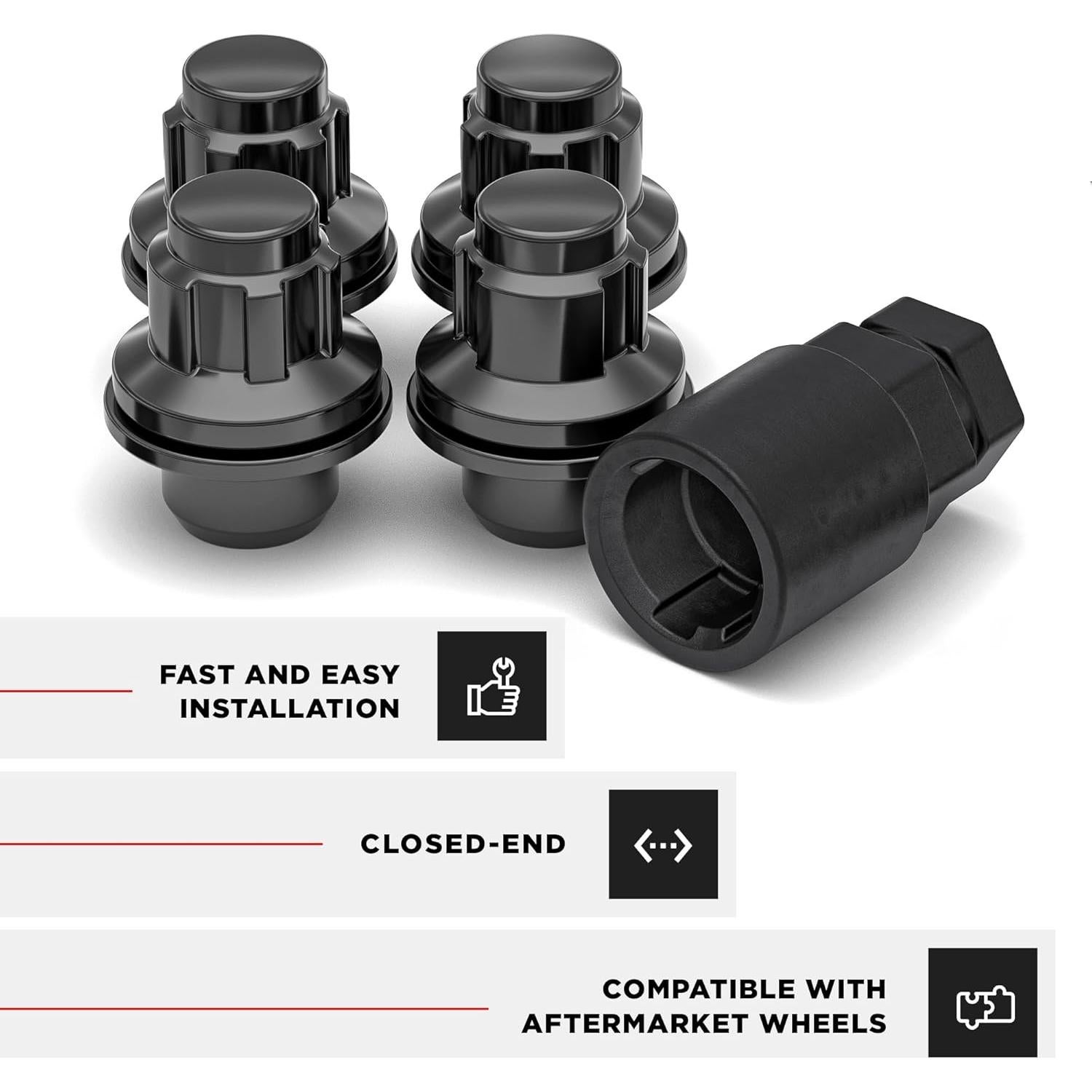 Bloqueos de Rueda White Knight M12x1.25 Cromo Negro - Paquete de 4