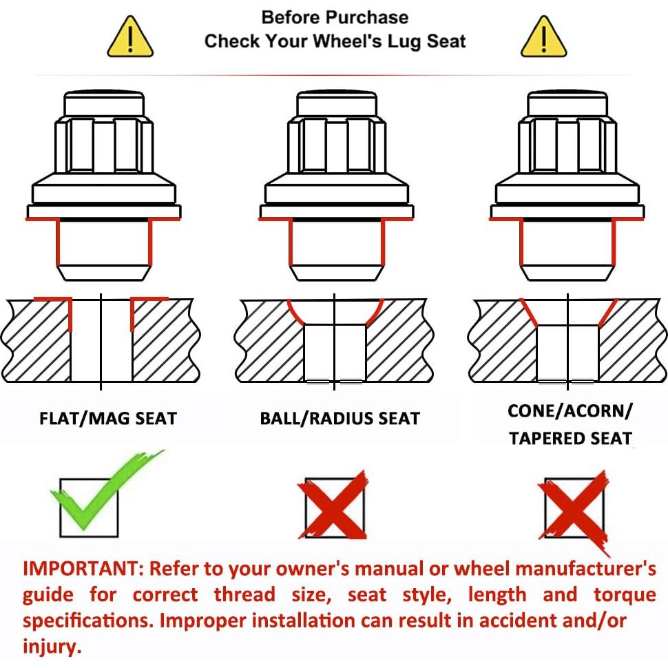 Bloqueos de Rueda White Knight M12x1.25 Cromo Negro - Paquete de 4