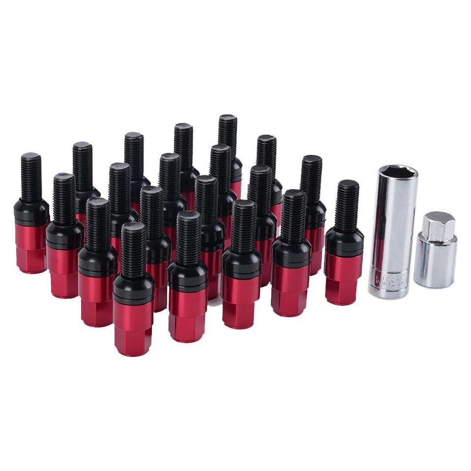 Tornillos de Rueda Muge Racing M14x1.5 Antirrobo 20 PCS Rojo