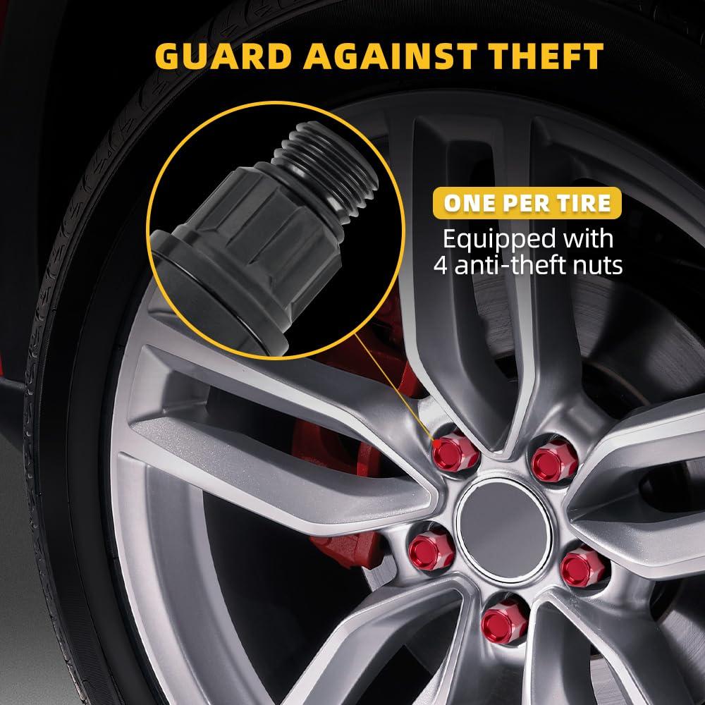 Tornillos de Rueda Muge Racing M14x1.5 Antirrobo 20 PCS Rojo