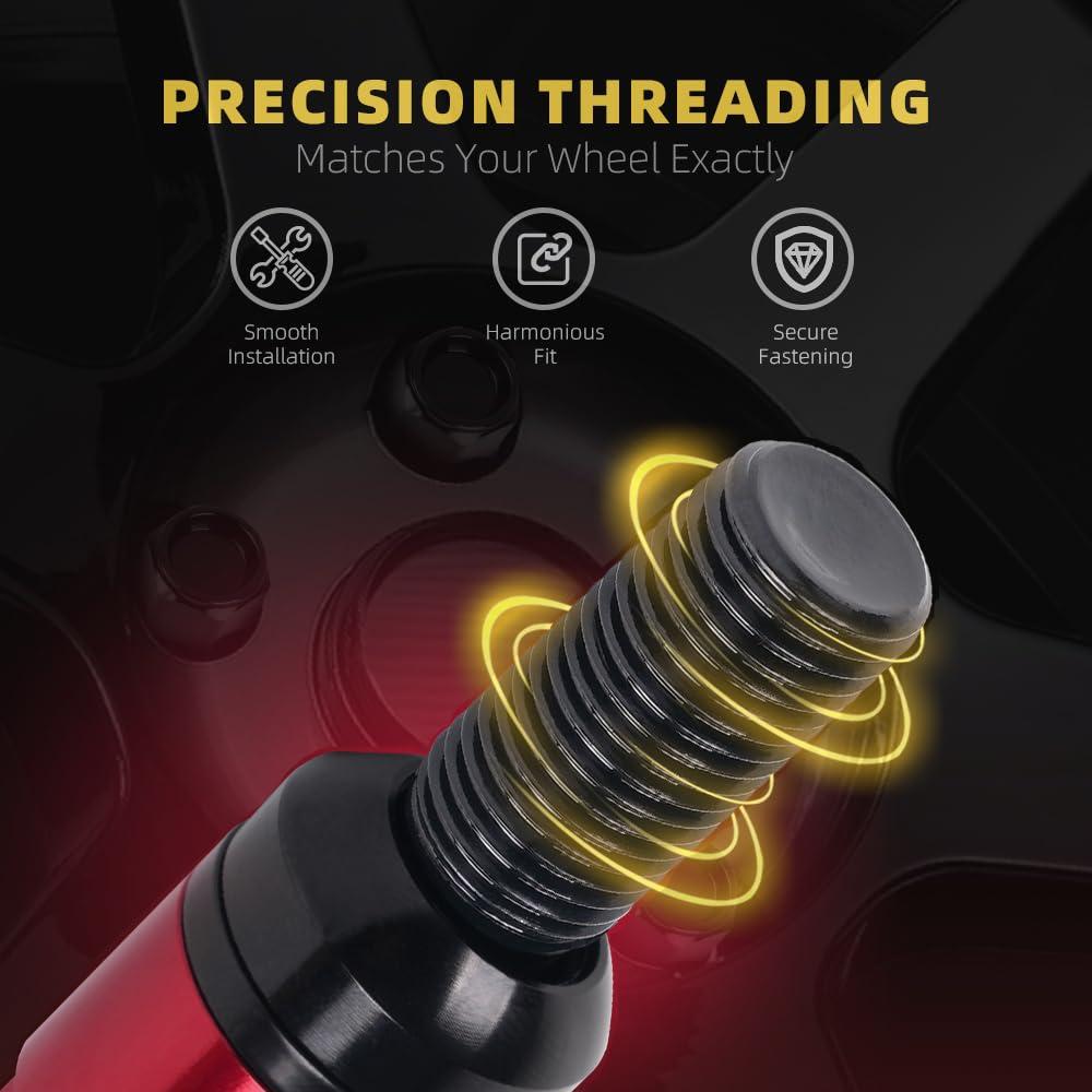 Tornillos de Rueda Muge Racing M14x1.5 Antirrobo 20 PCS Rojo