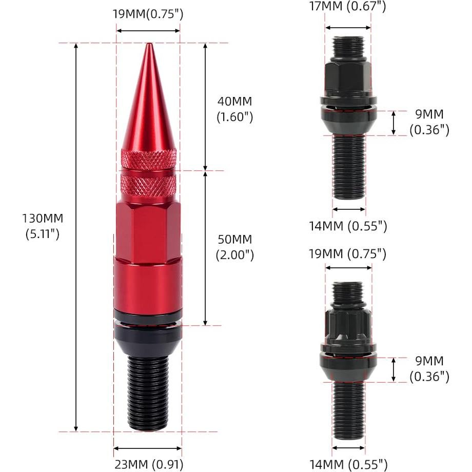 Tornillos de Rueda M14x1.5 muge racing 20 PCS Aluminio Rojo