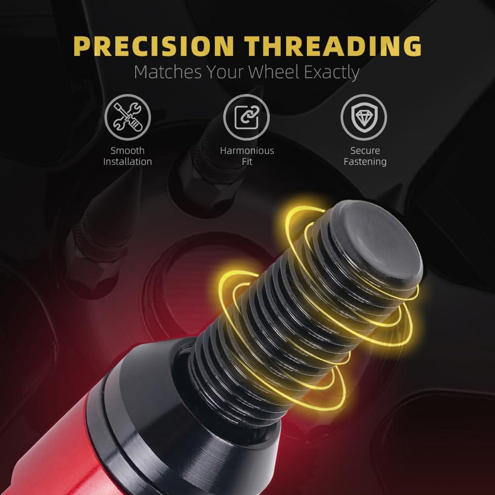 Tornillos de Rueda M14x1.5 muge racing 20 PCS Aluminio Rojo