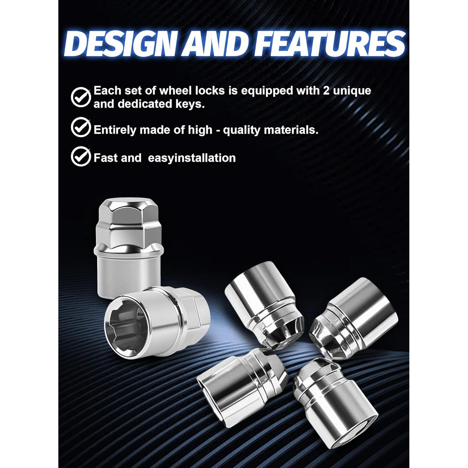 Tuercas de Llanta de Bloqueo M12x1.5 SKCOAUTO - Juego de 4