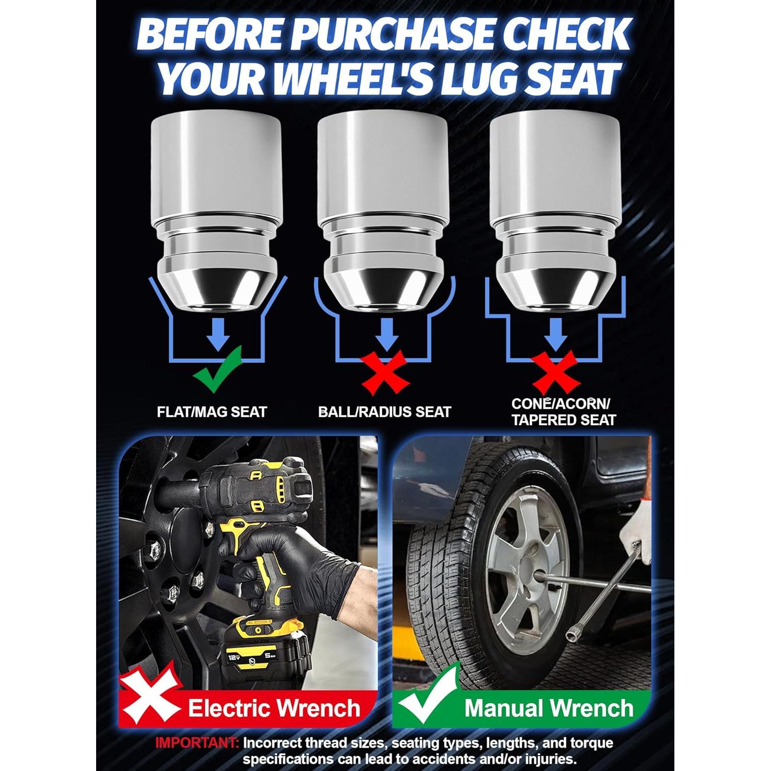 Tuercas de Llanta de Bloqueo M12x1.5 SKCOAUTO - Juego de 4