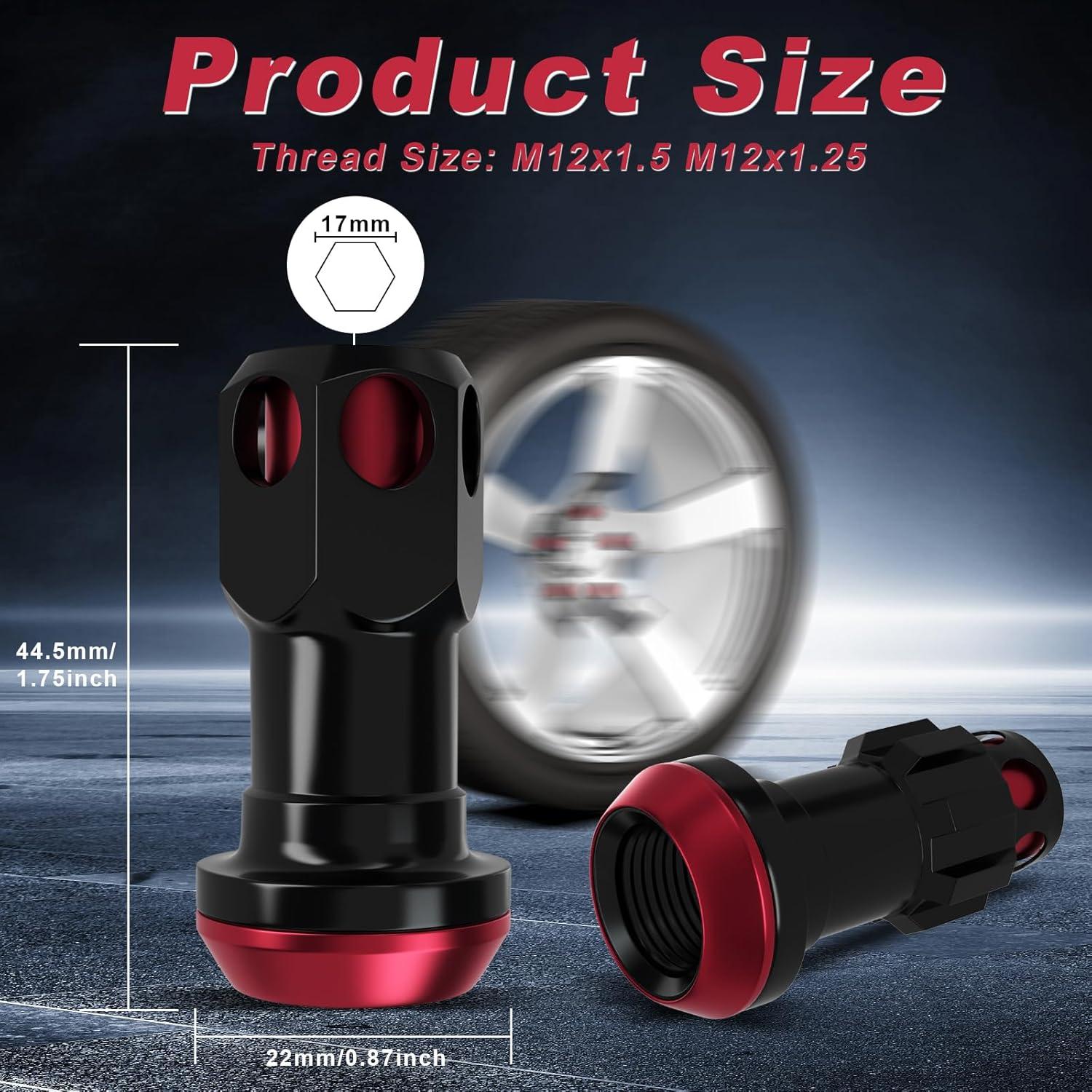 Tuercas de Rueda YIIQIEO M12x1.25 16 PCS Aluminio/Acero