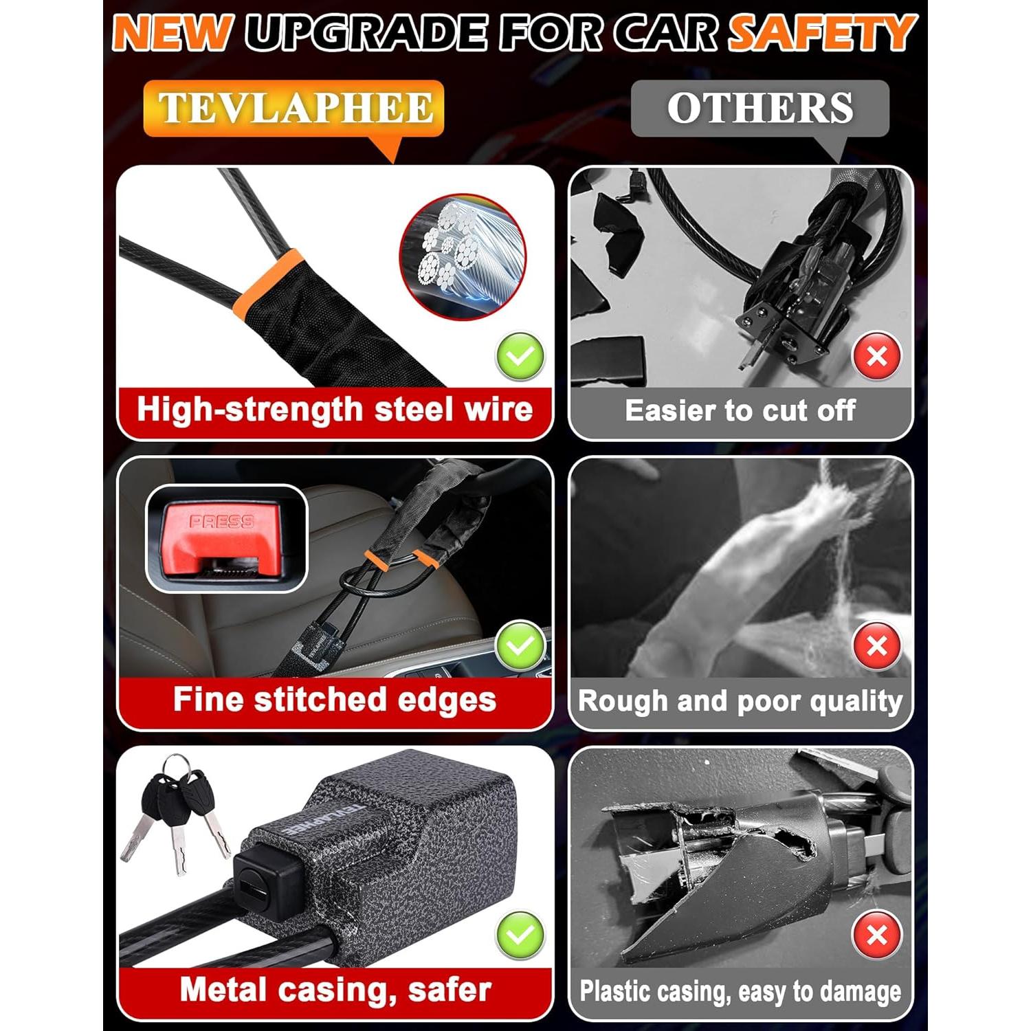 Bloqueo de Volante Tevlaphee Antirrobo Universal Negro