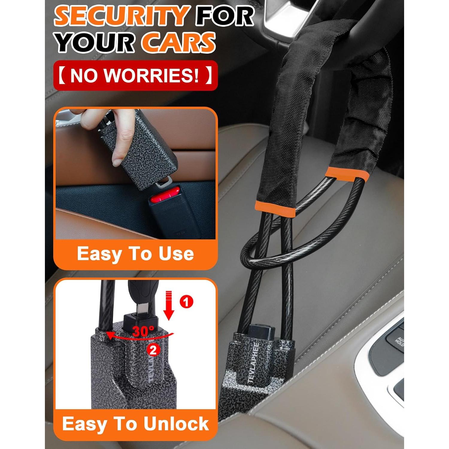 Bloqueo de Volante Tevlaphee Antirrobo Universal Negro