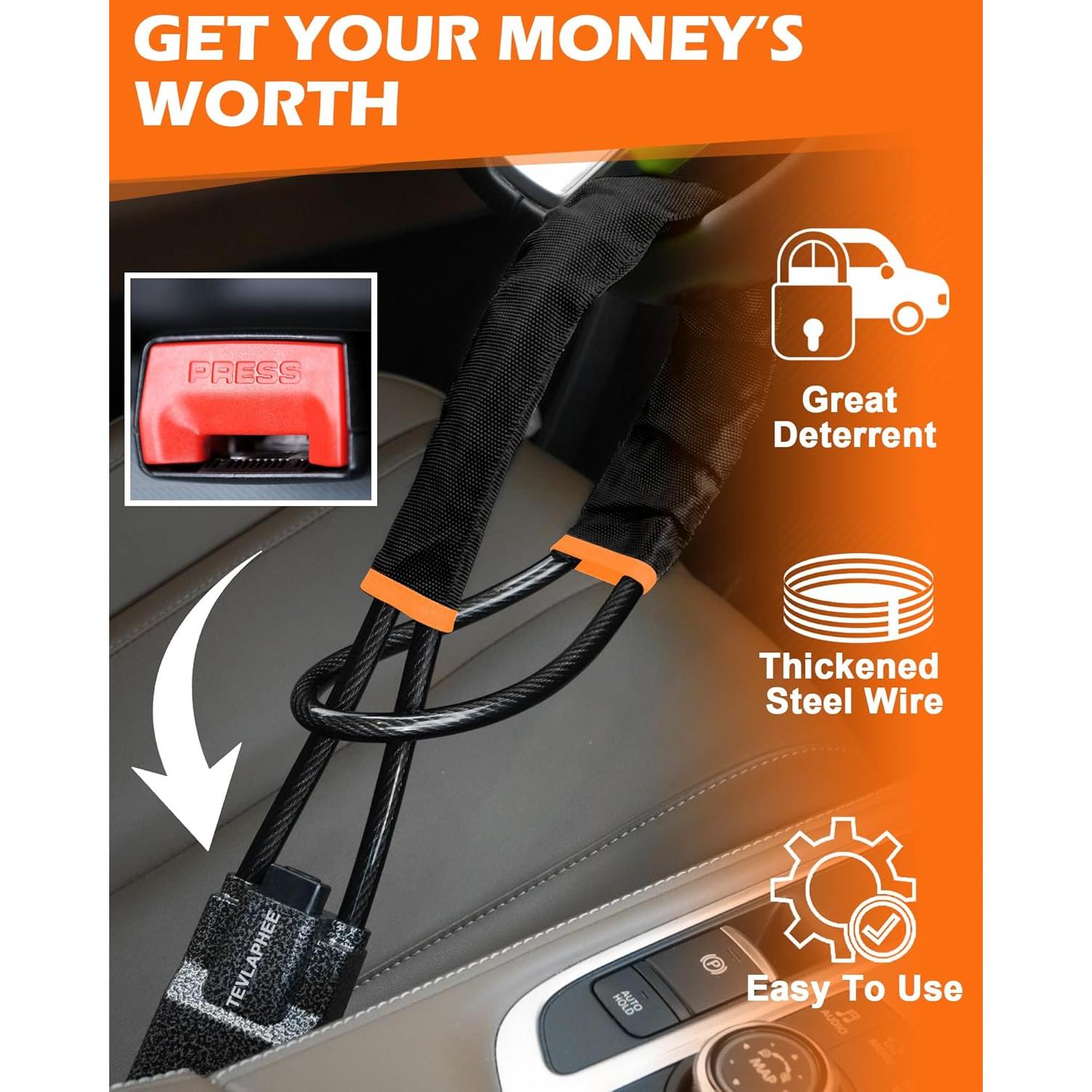 Bloqueo de Volante Tevlaphee Antirrobo Universal Negro