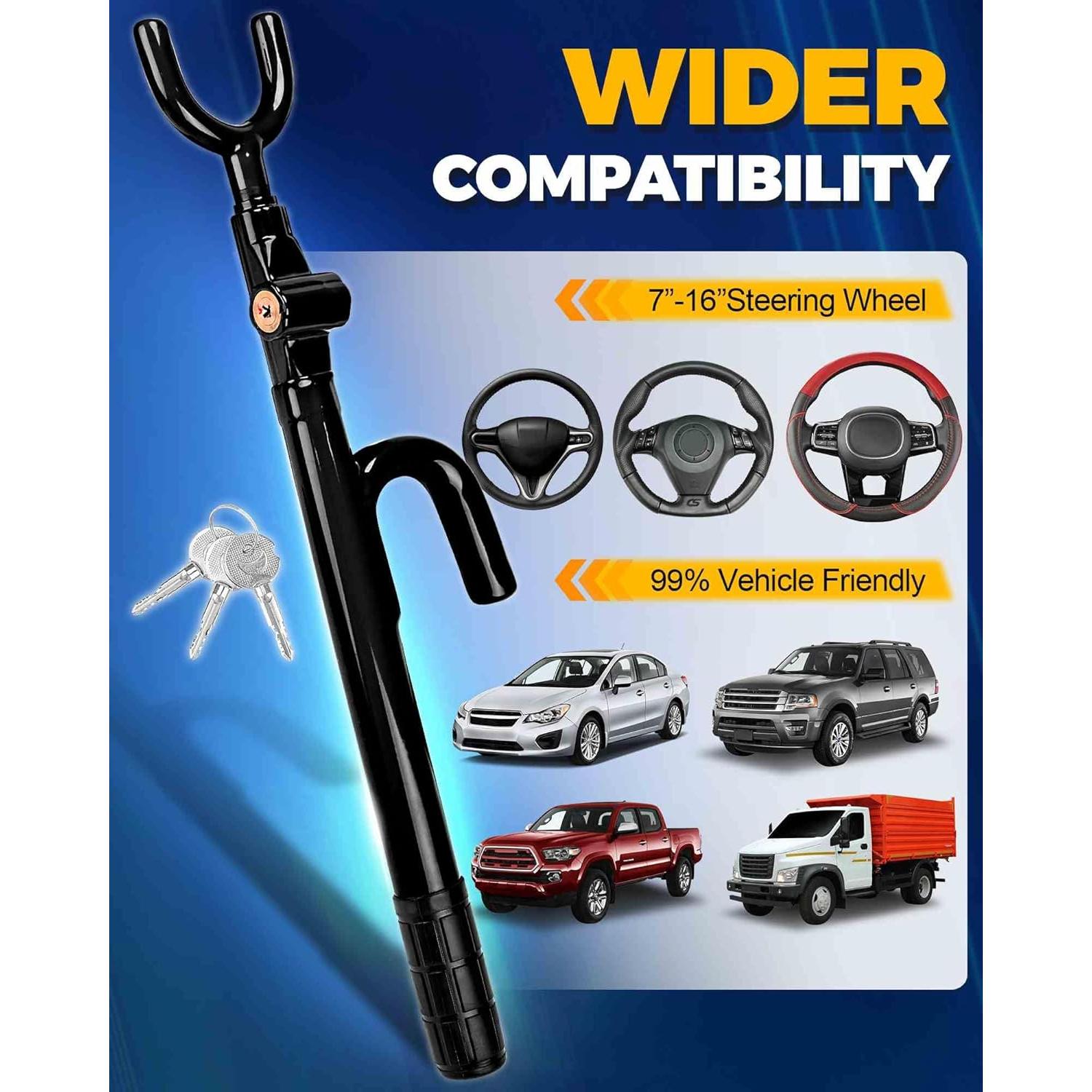 Cerradura Antirrobo para Volante Tevlaphee - Ajustable 17.78-40.64 cm