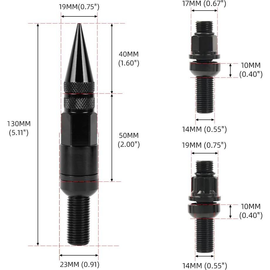 Tornillos de Rueda M14x1.5 muge racing 20 PCS Antirrobo Negro
