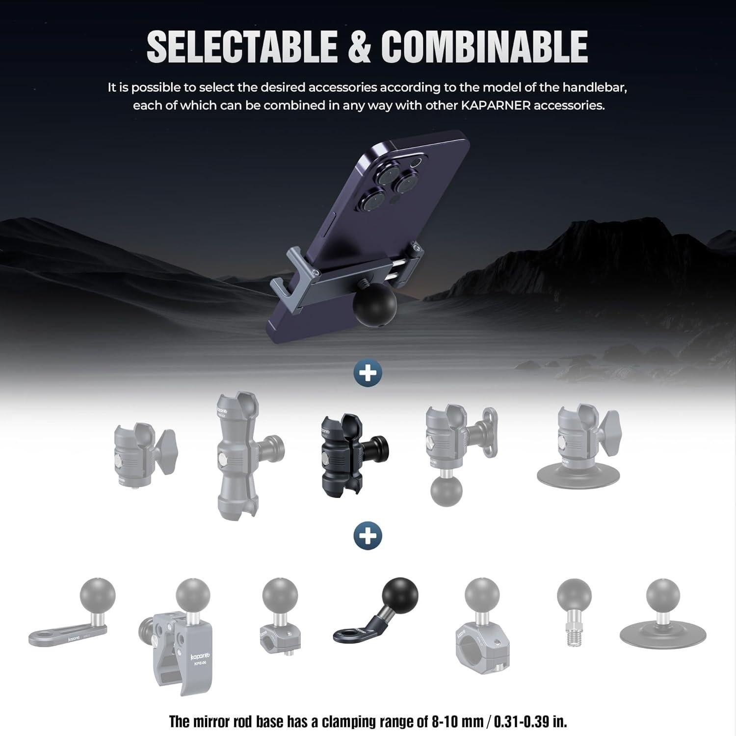 Soporte para Teléfono de Motocicleta KAPARNER KPS-04 Ajustable