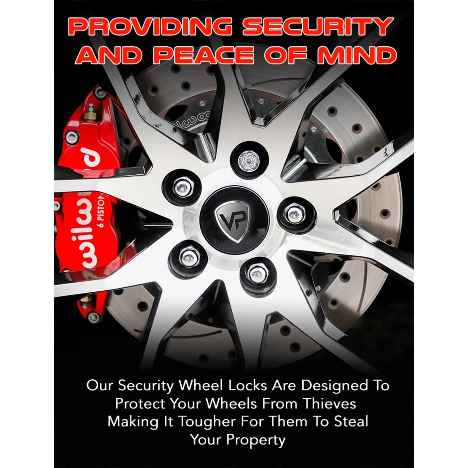 Juego de 4 Bloqueos de Tuerca de Rueda Veritek 14x1.5mm Negro