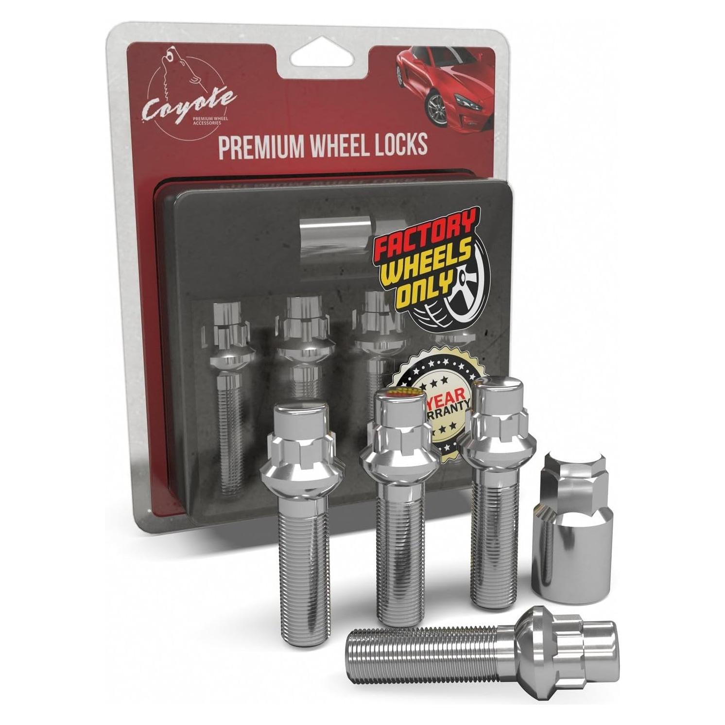 Tuercas de Rueda Cromadas M15x1.25 con Cerraduras para Mercedes