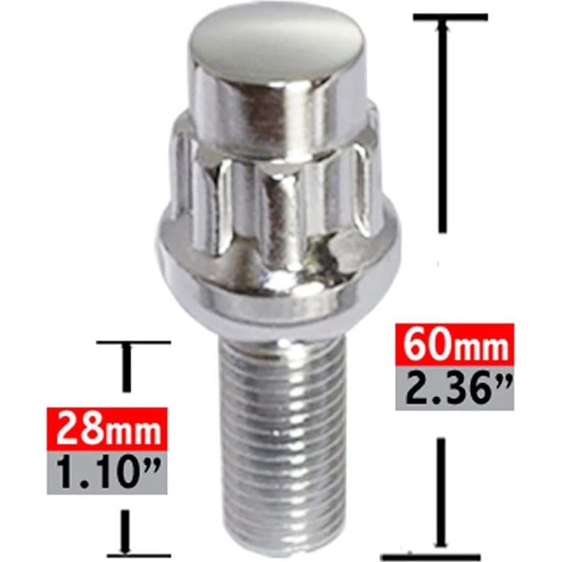 Juego de 4 Tuercas de Bloqueo de Rueda Cromo M12x1.5