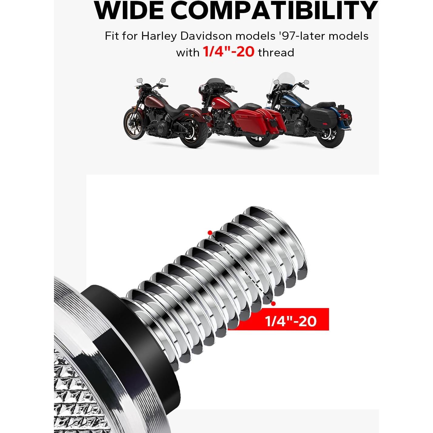 Tapa de Tornillo de Asiento Cromado Amazicha para Harley 1996-2025