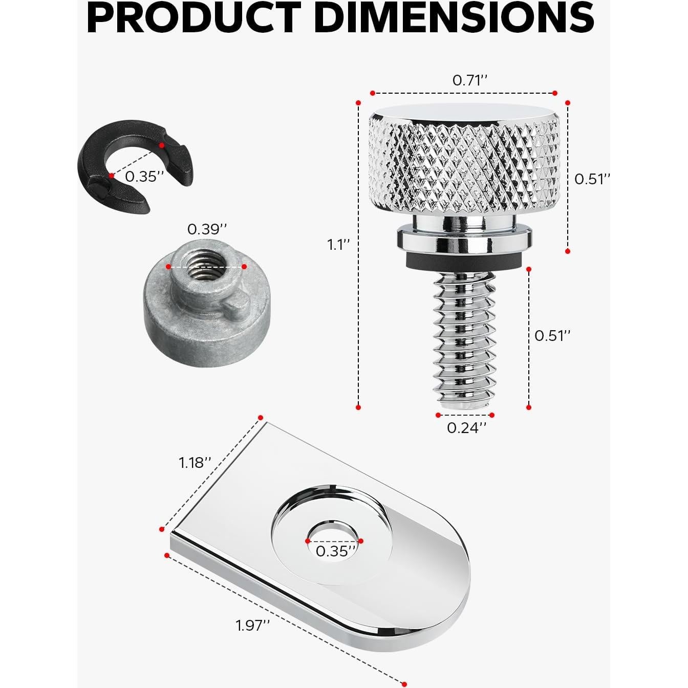 Tapa de Tornillo de Asiento Cromado Amazicha para Harley 1996-2025