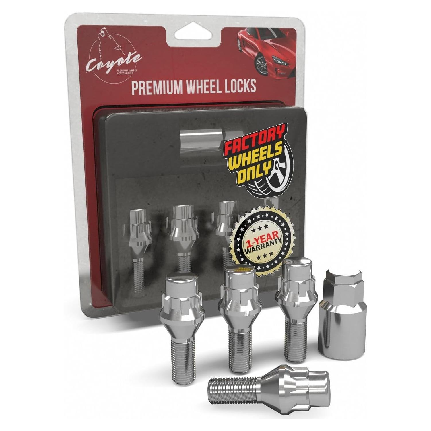 Cerraduras de Rueda M14x1.25 Acorn Cromadas 4 Piezas