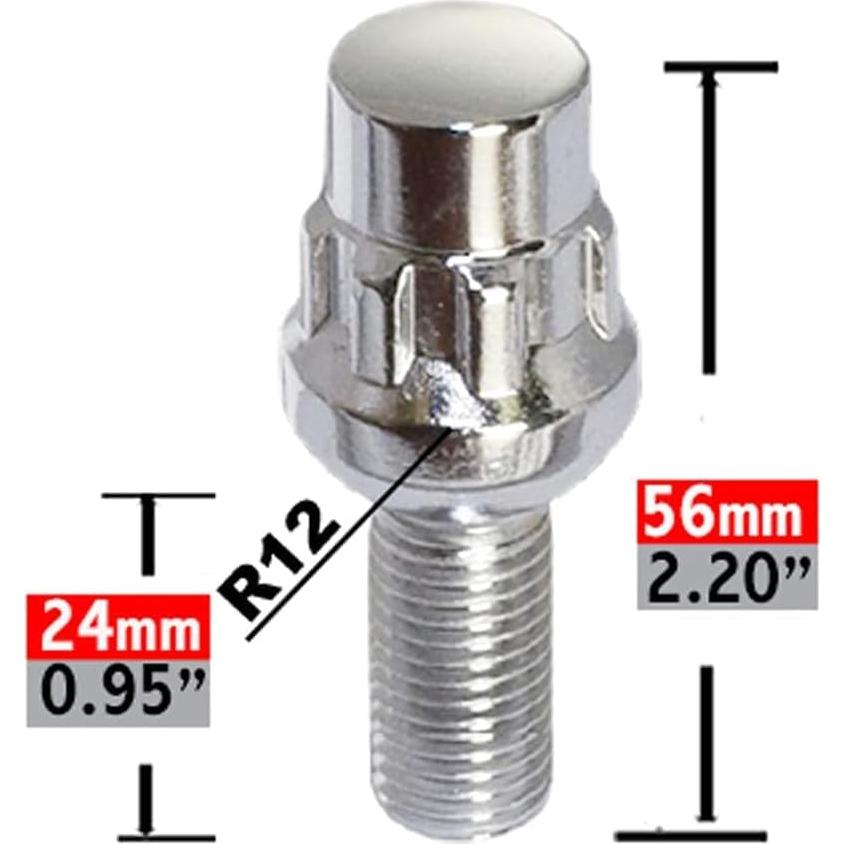 Cerraduras de Rueda M14x1.25 Acorn Cromadas 4 Piezas