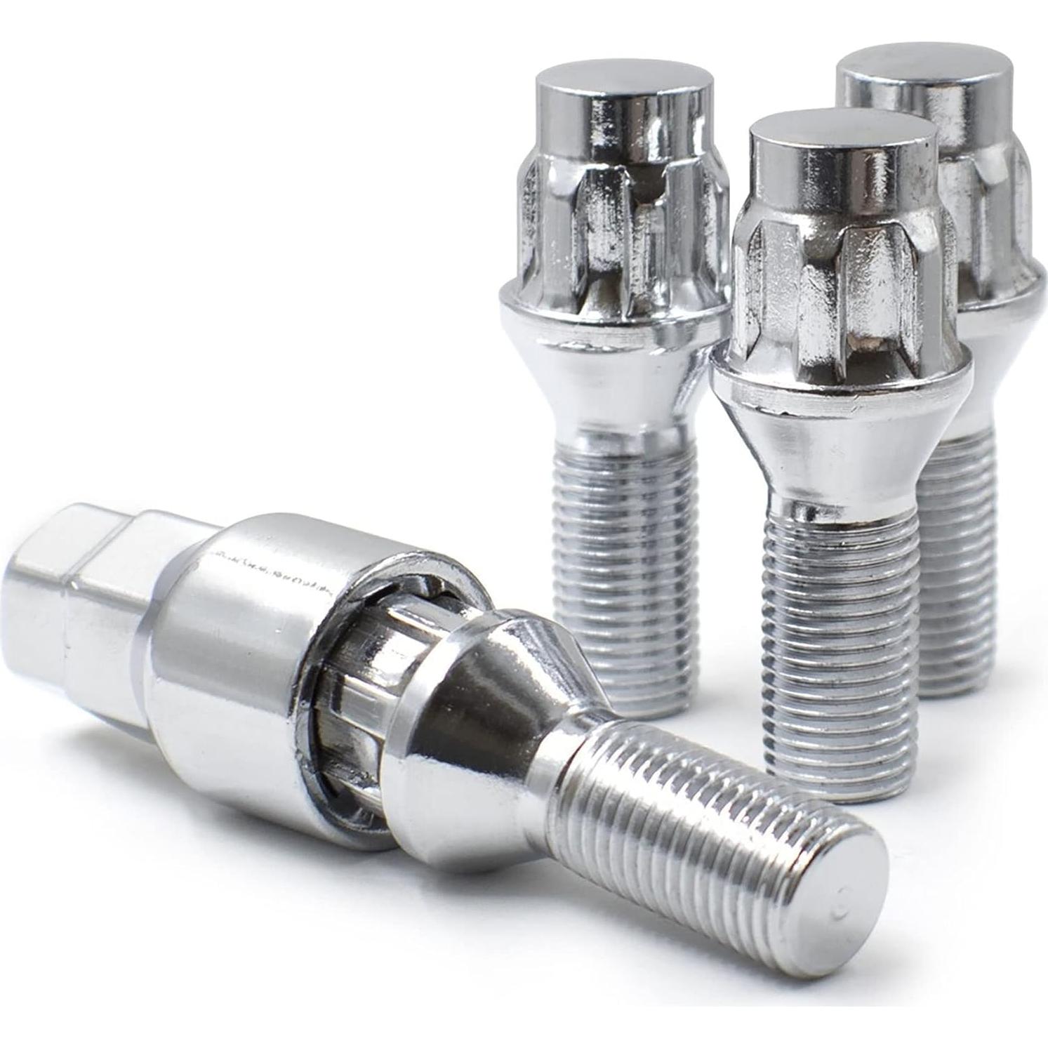 Cerraduras de Rueda M14x1.25 Acorn Cromadas 4 Piezas