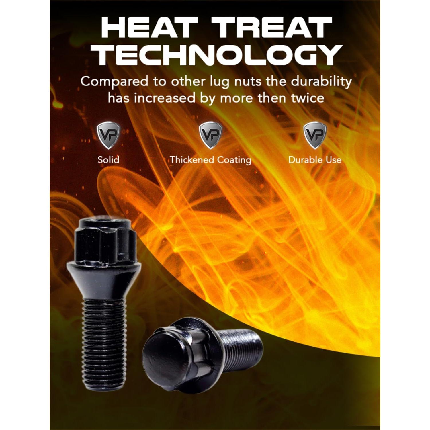 Juego de 4 Bloqueos de Tuerca de Rueda Veritek 14x1.5mm Negros