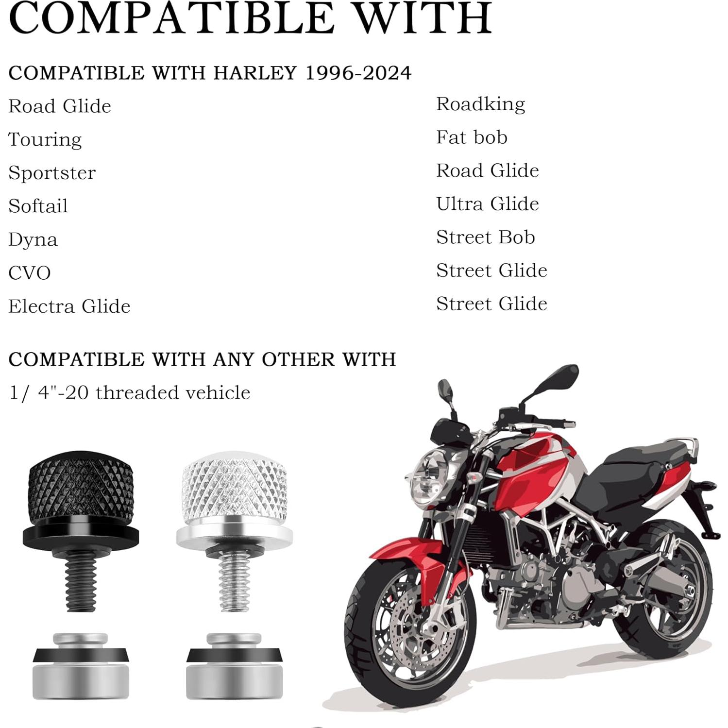 Kit de Tornillos y Tuercas de Aluminio Salior M6 para Asiento de Motocicleta Compatible con Harley 1996-2024