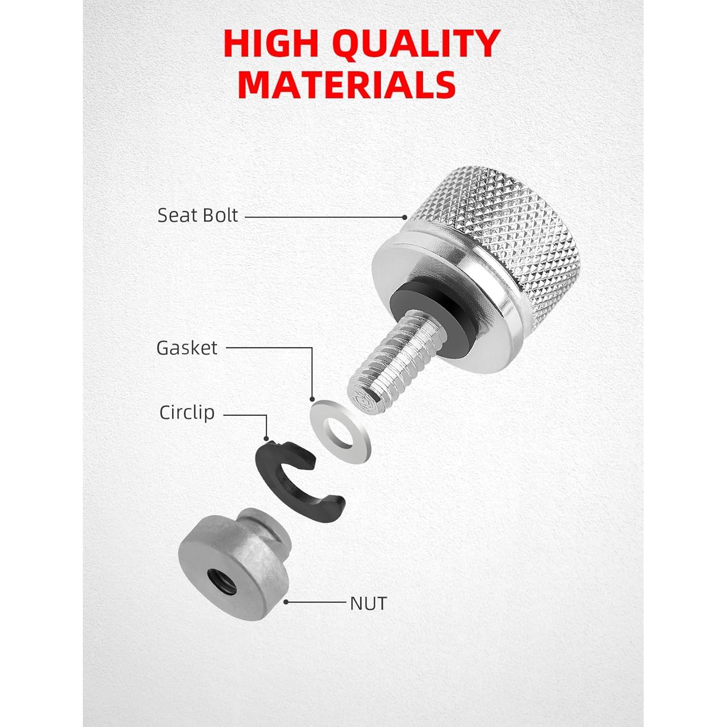 Kit de Tuerca y Tornillo de Asiento Cromado Amazicha para Harley 1996-2024