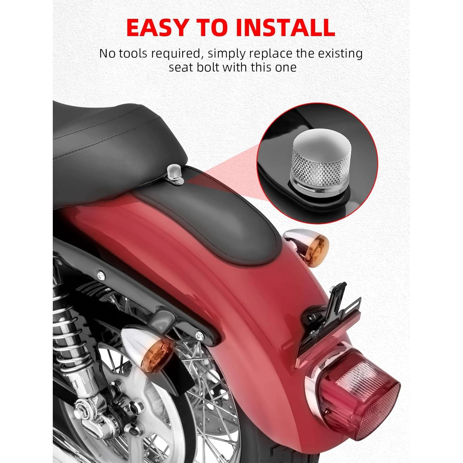 Kit de Tuerca y Tornillo de Asiento Cromado Amazicha para Harley 1996-2024