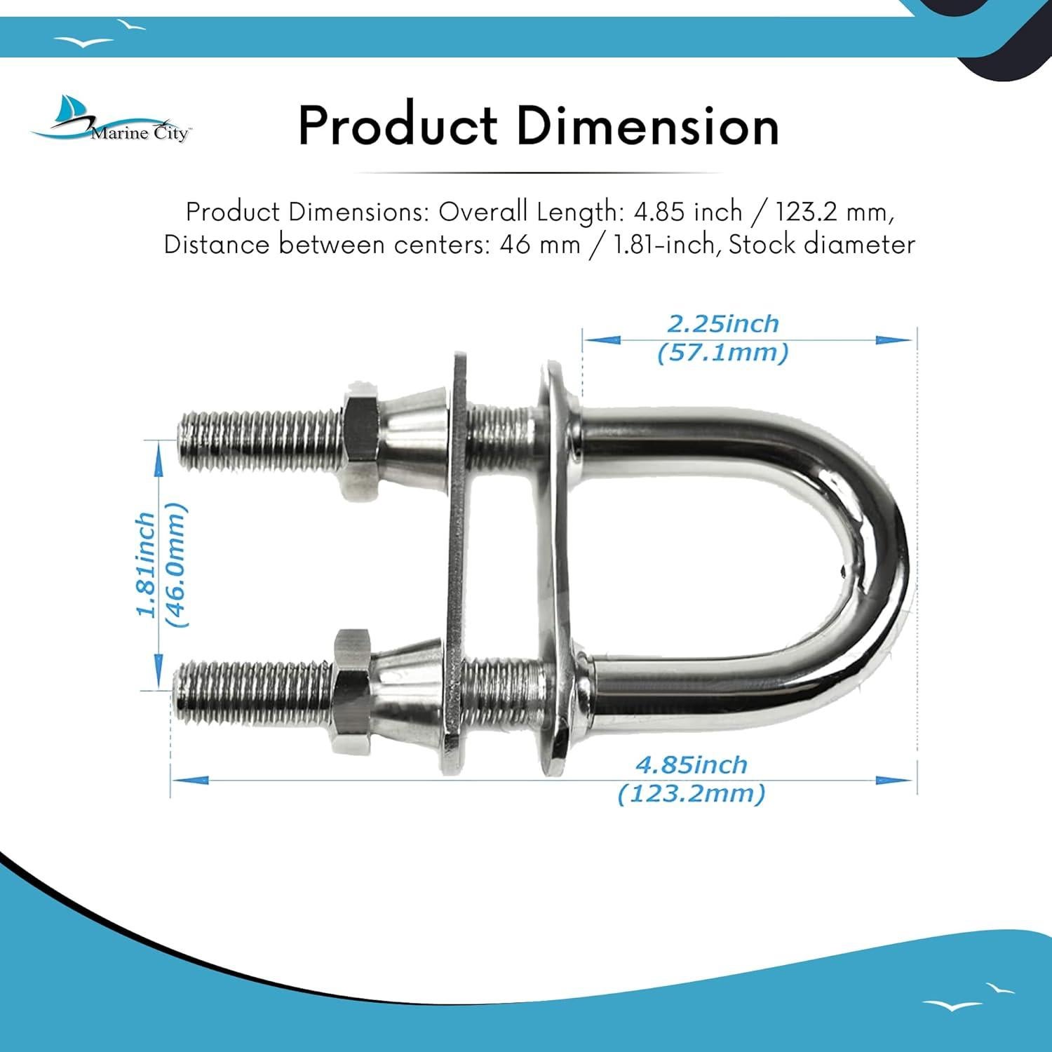 U-Bolt de acero inoxidable 316 Marine City 15.24x10.16cm